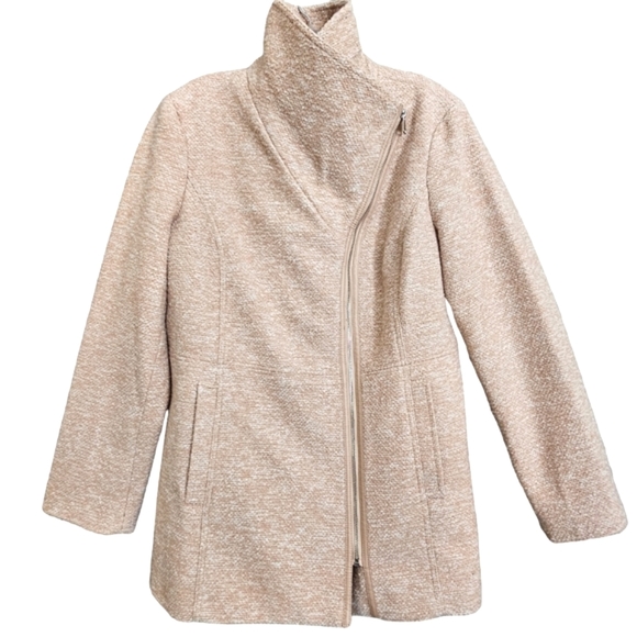 Nwot INC International Concepts Blush/Creme Tweed Zip Front Pea Coat Jacket - Picture 16 of 17